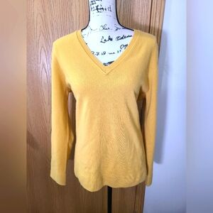 Prive Cashmere V-neck Mustard Yellow Pullover Sweater